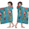 thumbnail image 4 of Dogs with Pioneer Flower Hooded Bath Towel，60"x35" for Ages 3 To 12 Kids, Quick Dry Lightweight Soft Microfiber Hood Beach Towel Cover Up for Kids, 4 of 7