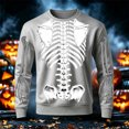 thumbnail image 2 of Yuncity Mens Sweatshirt Halloween Long Sleeve Pullover Crew Neck Sweatshirts Skeleton Printed Design Everyday For Soft Comfortable Fit Casual Tops Size L Grey, 2 of 3