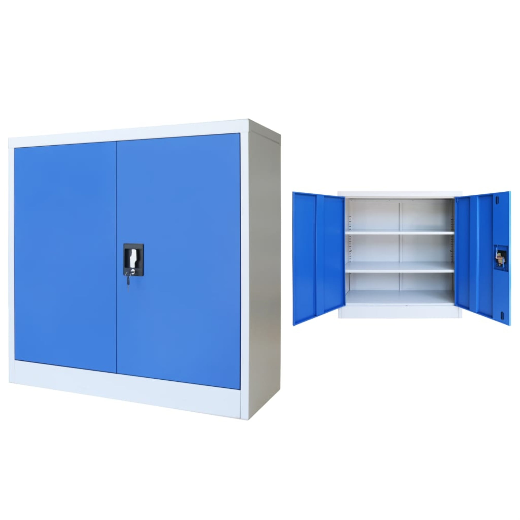 Details about / Adjustable Outdoor Garden Storage Cabinet with 3 Shelves Black and Gray Locker