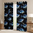 thumbnail image 2 of Homewish Farmhouse Pike Fish Curtains Pack of 2 (42x84 Each), Western Rustic Fishing Curtains Blackout, Black Blue Cartoon Bedroom Curtains, Window Curtains Home Decor, 2 of 6