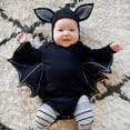 thumbnail image 2 of MEZZALL Baby Bat My 1st Halloween Onesie Baby Boy Girl Black Bat Long Sleeve O-Neck Romper Bodysuit Onesie With Hats Boho Clothes, 2 of 4