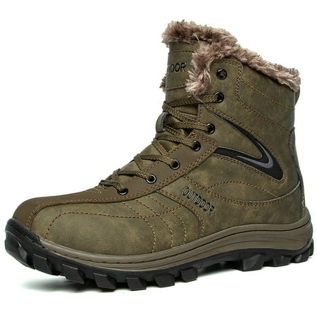

Men‘s Outdoor Snow Boots Leather Wear-resistant Warm Fleece Comfortable Anti-skid Hiking Boots Winter