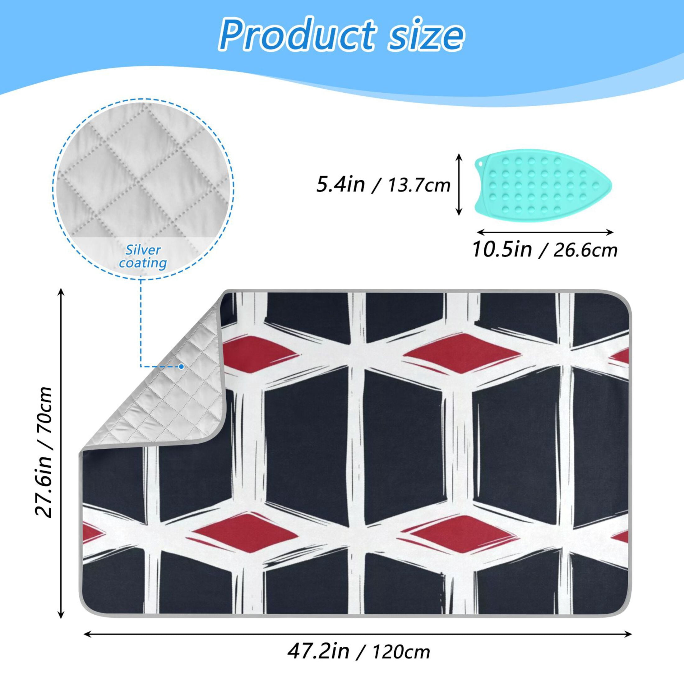 Black Red Geometric Ironing Mat Blanket for Table Top Travel Portable Ironing Board Pad 47.2x27.6 Inch
