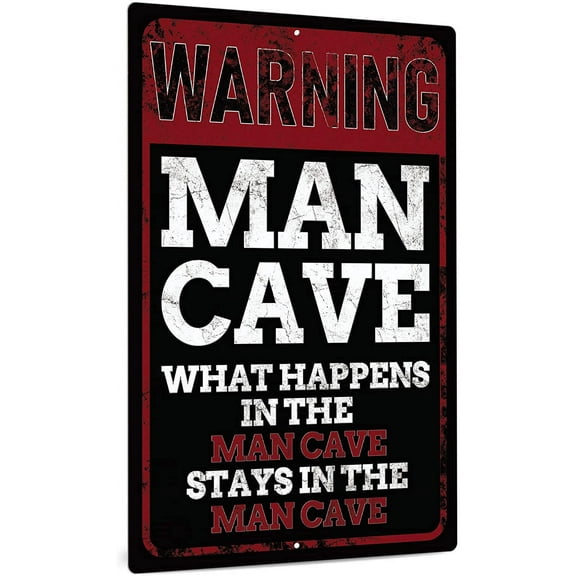 Man Cave Decor, 12x8 Inches Aluminum Metal Wall Sign for Bars, Cafes Pubs, Office, Kitchen, Home Coffee Station, Gifts for Men, Dad, Son