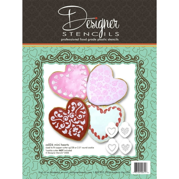 Mini Hearts Cookie Stencil Set 2" (no cutter) by Designer Stencils