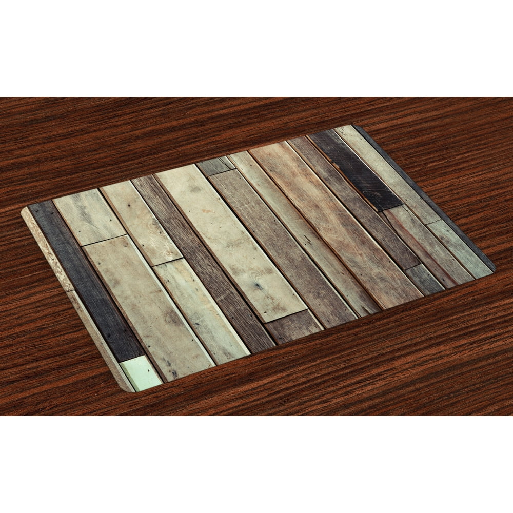 Wooden Placemats Set of 4 Antique Planks Flooring Wall