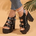 thumbnail image 6 of Xijirk Women's Sandals Summer High Heel Platform Toe Casual Beach Shoes with Buckle Closure Women's Sandals for Outdoor Party School Wear and Comfortable Use,Black,7, 6 of 6