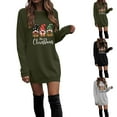 thumbnail image 4 of felwors Womens sweatshirt , Christmas Loose Casual Gift Tunic Tops, Long Sleeve T-Shirt Dress for Women Dark Green, L, 4 of 7