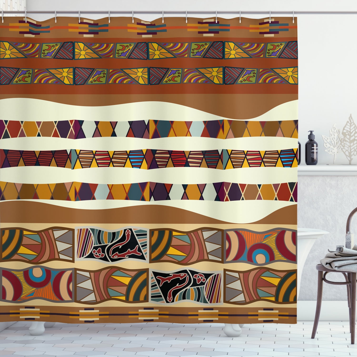 Ambesonne Tribal Shower Curtain, Boho Folk, 69"Wx75"L, Multicolor