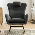 thumbnail image 2 of Leumius Nursery Rocking Chair, 35.5" Teddy Fabric Upholstered Glider Rocker with High Backrest, Modern Rocking Accent Chairs Comfy Side Chair for Nursery, Bedroom, Living Room,Dark Gray, 2 of 8
