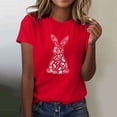 thumbnail image 2 of Tauxra Hauts d'Été à Manches Courtes pour Femmes, T-Shirts à Col Rond pour Femmes, Blouse T-Shirt Décontractée à Imprimé de Pâques, 2 of 6