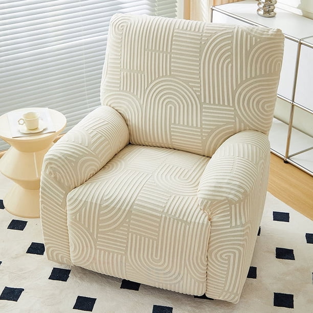 Nvzi Funda de sofá elástica de jacquard para 2 plazas, funda de sillón reclinable blanca para sala de estar, fácil de instalar, lavable, protector de sofá