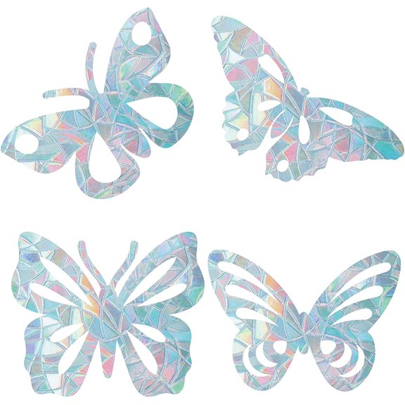 16PCS Butterfly Window Clings Anti Collision Animal Rainbow Window Glass Alert Stickers for Birds Strike Decals Non Adhesive Prismatic Vinyl Film for Sliding Doors Windows Glass DIY