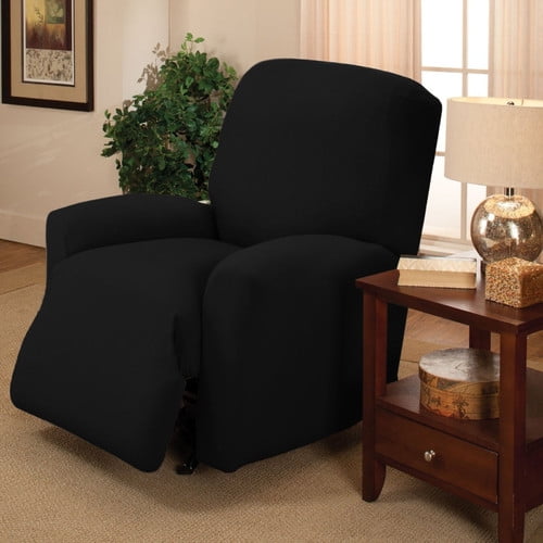 COUCH COVER FURNITURE SOFA BLACK JERSEY RECLINER STRETCH SLIPCOVER KASHI HOME