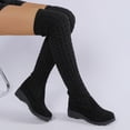 thumbnail image 4 of EKVAHL Orthopedic Knee High Boots for Women, Tall Booties Wedge Walking Shoes, Stretch Knit Fabric Arch Support Closed Toe Travel Fall Daily Boots Black, 4 of 5