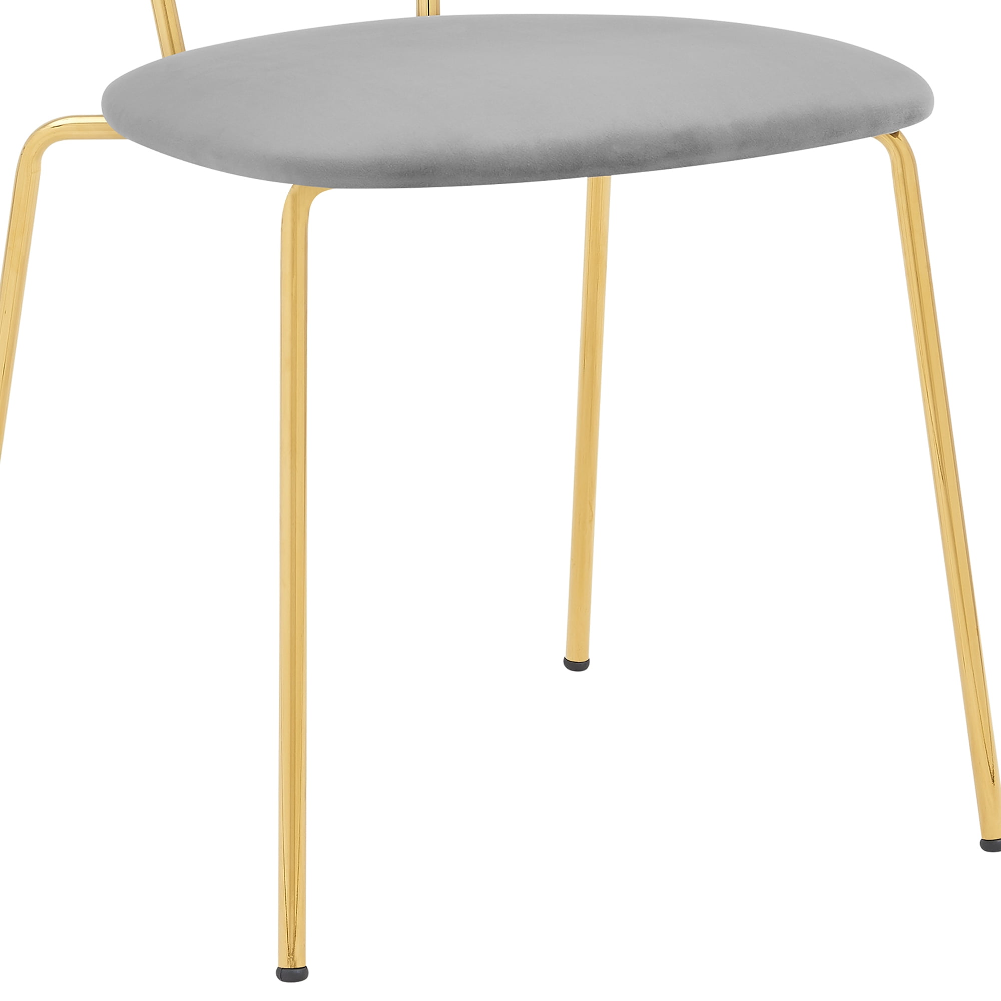 Neo Modern Gray Velvet and Gold Metal Leg Dining Room Chairs - Set of 2