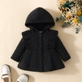 thumbnail image 3 of Usaibhir Toddler Baby Girl Clothes Jacket Coat Long Sleeve Solid Color Buttons Hooded Trench Coat Dress Fall Winter Outfit 9-24M, 3 of 8