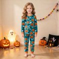thumbnail image 5 of NOLDARES Toddler Baby Boy Girls Halloween Pajamas Set Kids Pumpkin Ghost Sleepwear 2 Pcs Pjs Cute Cartoon Print Long Sleeve Top and Pants(Green,3-4 Y), 5 of 9