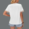 thumbnail image 4 of Camiseta Holgada y Cómoda de Encaje de Manga Corta Fiudx Informal a La Moda para Mujer Cuello En V, 4 of 4