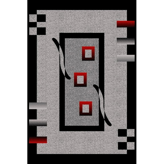 Premium 3D Hand Carved Modern 2x3 2x4 Rug Contemporary 1347 Grey Gray Red