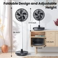 thumbnail image 2 of Belife X10 Portable Fan, Cordless 7200mAh Battery Operated Oscillating, USB Rechargeable Desk Floor Fan with Remote & Timer & Light, Foldable Telescopic Fan for Home Bedroom Travel Camping (Black), 2 of 6