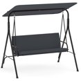 thumbnail image 1 of Gymax Balançoire de Patio Extérieure à 3 Places avec Accoudoirs, Auvent Inclinable Réglable et Support, Gris, 1 of 10