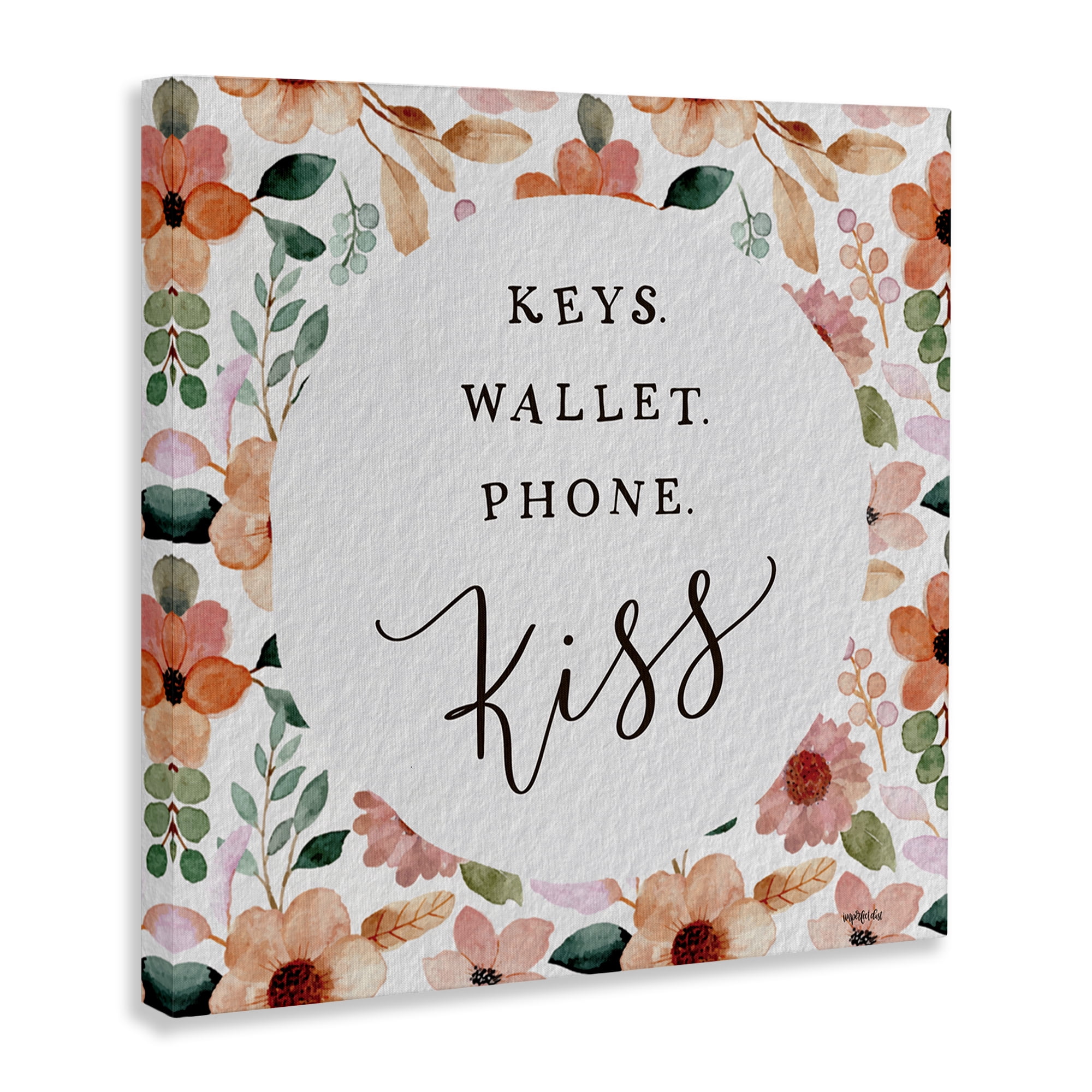 Stupell Industries Keys Wallet Phone Kiss Plants & Flowers Painting Wrapped Canvas Art Print Wall Art, 36 x 36