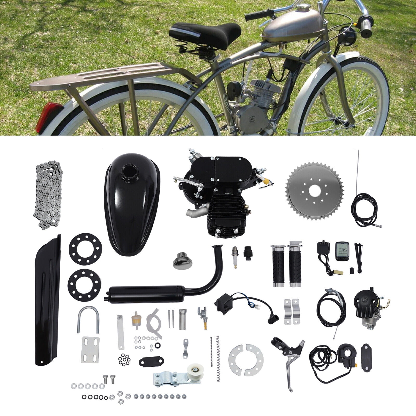Denest 80cc Double-cylinder Petrol Engine 2 Stroke Motor Kit Gas Motorized Bicycle Bike