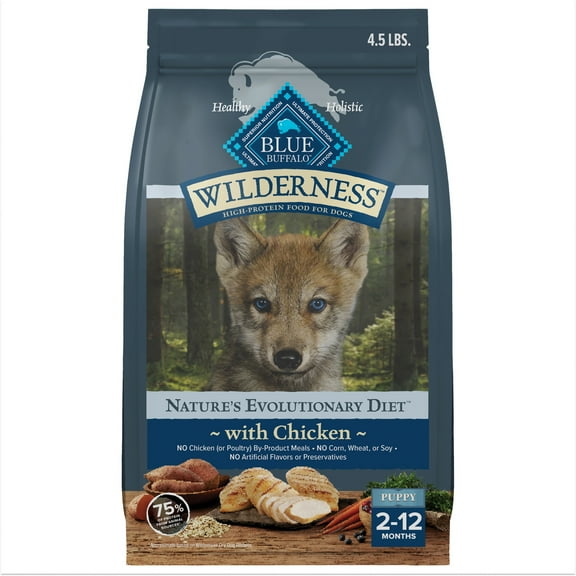 Blue Buffalo Wilderness High-Protein Natural Puppy Dry Food, Chicken Recipe, 4.5-lb. Bag
