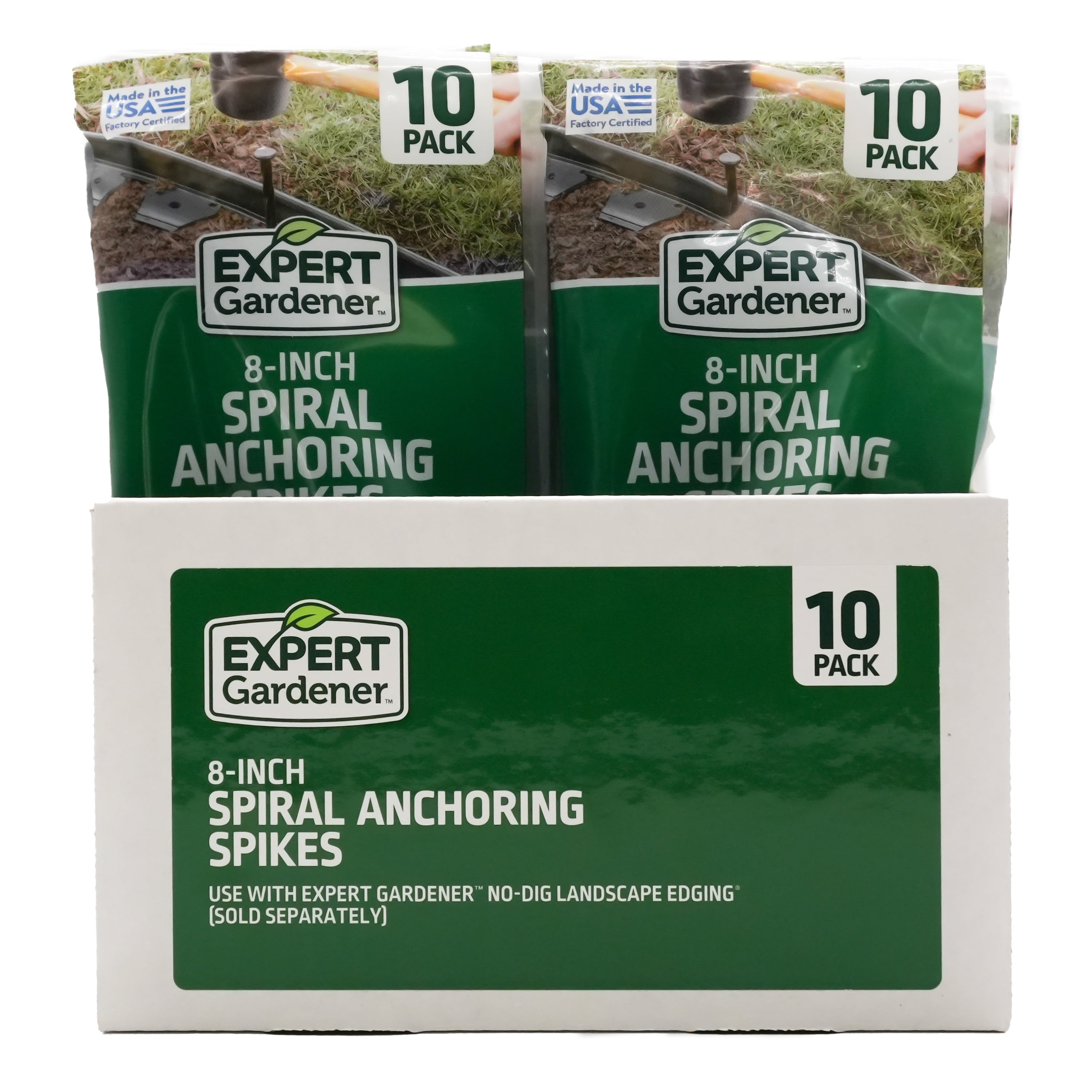 Expert Gardener Nylon Anchor Spike 10 Ct, Black, 8-Inch Spiral