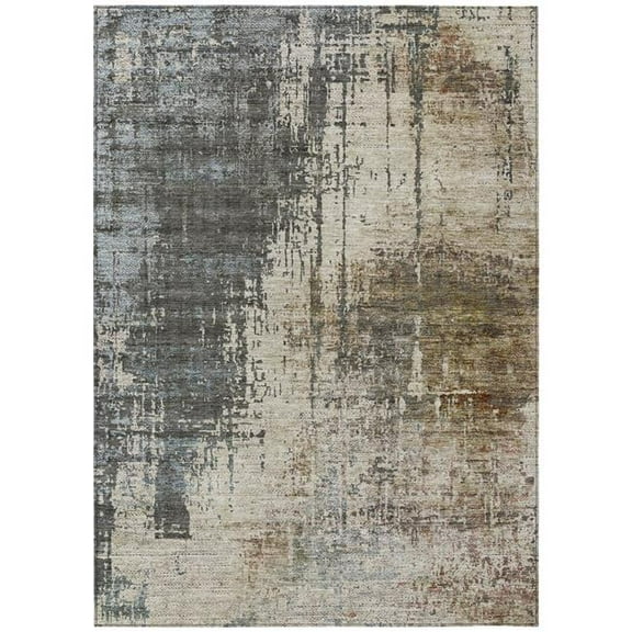 HomeRoots 587317 8 x 10 ft. Abstract Washable Indoor & Outdoor Rectangle Area Rug, Beige, Brown & Gray