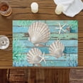 thumbnail image 3 of Summer Ocean Coral Shell Placemats Set of 6,Wipeable Washable Table Mats for Dining Tables, Country Retro Wooden Plank Place Mats for Kitchen Event Party Tabletop Decor, 3 of 9