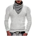 thumbnail image 2 of Awdenio Men's Pullover Sweaters , Fashion Men Casual Button Long Sleeve Casual Solid Turtleneck Sweater Blouse, 2 of 9