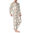 thumbnail image 2 of Salouo Retro Bunny Flower Print Button-Front Long Sleeve Pajama Set for Men, Soft 2Pjs Men's Long Sleeve Sleepwear-XX-Large, 2 of 7