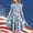 Blue, variant on Girls 4th of July Dress American Flag Flutter Sleeve Dresses Independence Day Patriotic Layered Dress with Pockets 6-15 Years