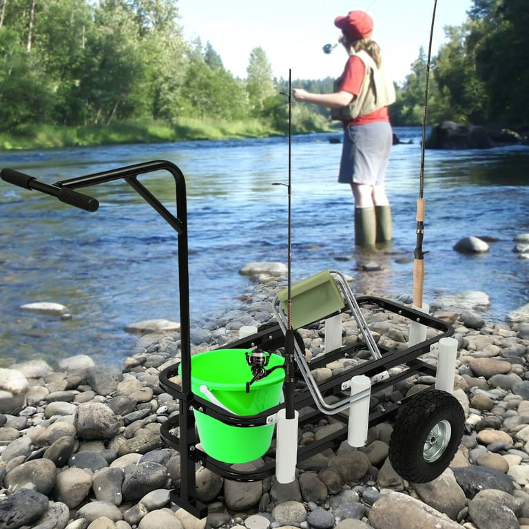 Beach Fishing Cart with Fishing Rod Holder & Wheel for Fishing Travel  Camping Outdoor 