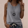 thumbnail image 3 of cocolona Womens Summer Linen Tank Tops Crew Neck Sleeveless Side Split Shirts Trendy Casual Solid Color Blouses, 3 of 6