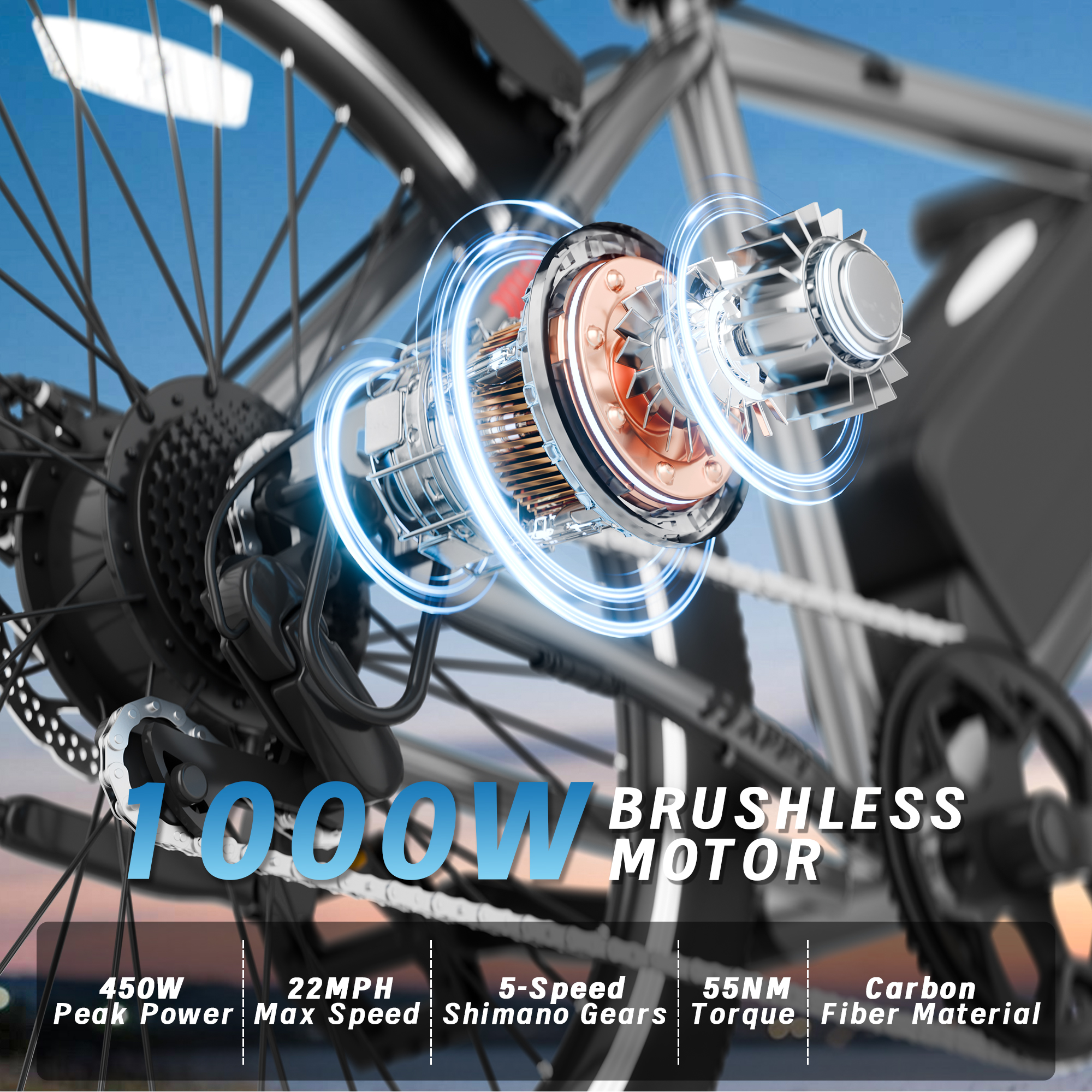 Electric Bike for Adults, 26'' Up to 50 Miles 22MPH Electric Mountain Bike with 48V Removable Battery UL2849