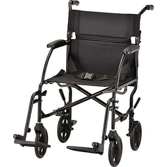 NOVA Medical Products Lightweight Transport Wheelchair, Black, 18 Inch, 18.5 Pound