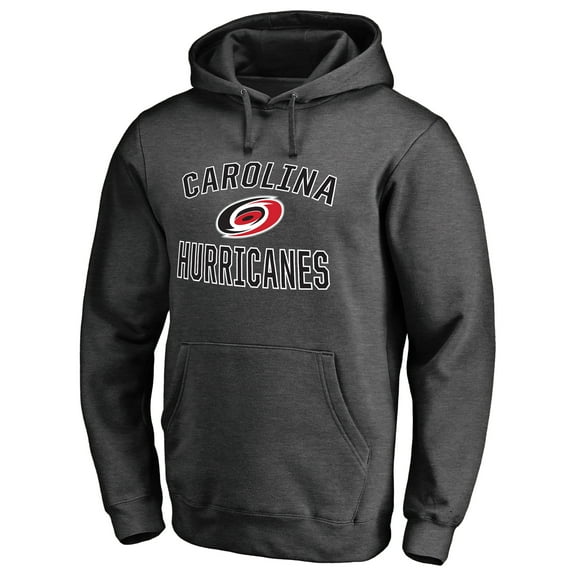 Men's Heather Charcoal Carolina Hurricanes Victory Arch Team Fitted Pullover Hoodie