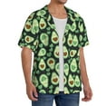 Adobk Avocado Heart Print Men's Casual Button Down Shirt Summer Hipster