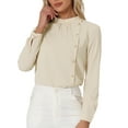 thumbnail image 4 of INSPIRE CHIC Women's Elegant Stand Collar Work Office Long Sleeve Blouse Shirts, 4 of 5