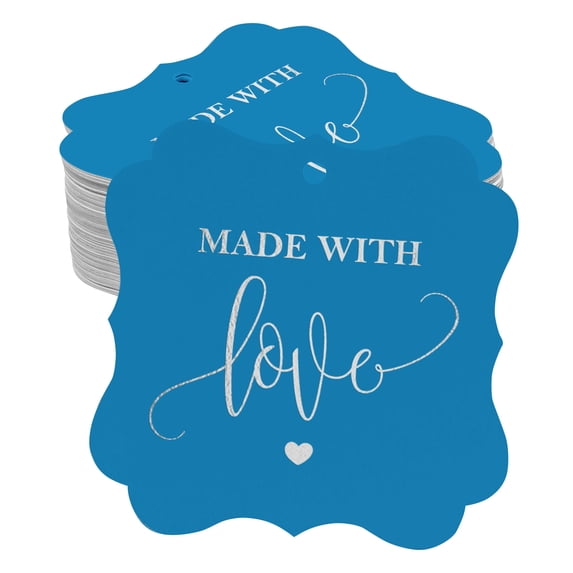 Inkdotpot Real Silver Foil Bracket Shape Paper Hang Tags Made With Love Wedding Favor Tags Pack Of 100