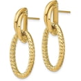 thumbnail image 2 of 14k Yellow Gold Polished and Textured Post Dangle Earrings - 34.8mm- Made In Italy, 2 of 6