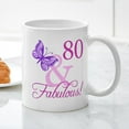 thumbnail image 3 of CafePress - 80 & Fabulous (Plumb) Mug - 11 oz Ceramic Mug - Novelty Coffee Tea Cup, 3 of 4