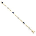 thumbnail image 2 of 18K Yellow Gold Plated Silver Blue Created Sapphire and White Moissanite and Round White Lab Grown Diamond Tennis Bracelet for Women (3.34 Cttw, Gemstone Birthstone, Oval 6X4MM, 7.25 inches), 2 of 4