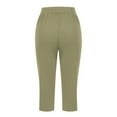 thumbnail image 5 of Pants for Women Plus Size Elastic Waist Pocket Cropped Pants Solid Casual Pants, 5 of 6