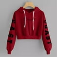 thumbnail image 2 of Fesfesfes Women Hooded Casual Long Sleeve Tops Ladies Printed Sweatshirt Short Blouse or, 2 of 3
