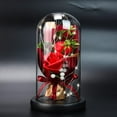 thumbnail image 1 of [Big Clear!]A bouquet of Wrapped Soap Roses with LED Fairy light String In Glass Dome Valentine‘s Day Thanksgiving Mother‘s Day Christmas Girl Birthday Gift, 1 of 5