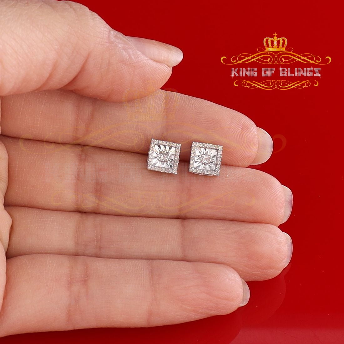 King of Bling's Aretes Para Hombre 925 White Silver 0.25ct Diamond Women's/ Men's Stud Earrings